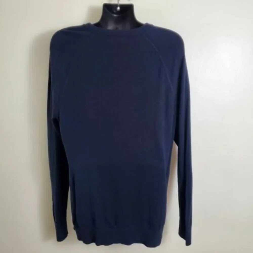 Banana Republic Men's Sweater Large Navy Blue Slub Knit Preppy Academia Casual